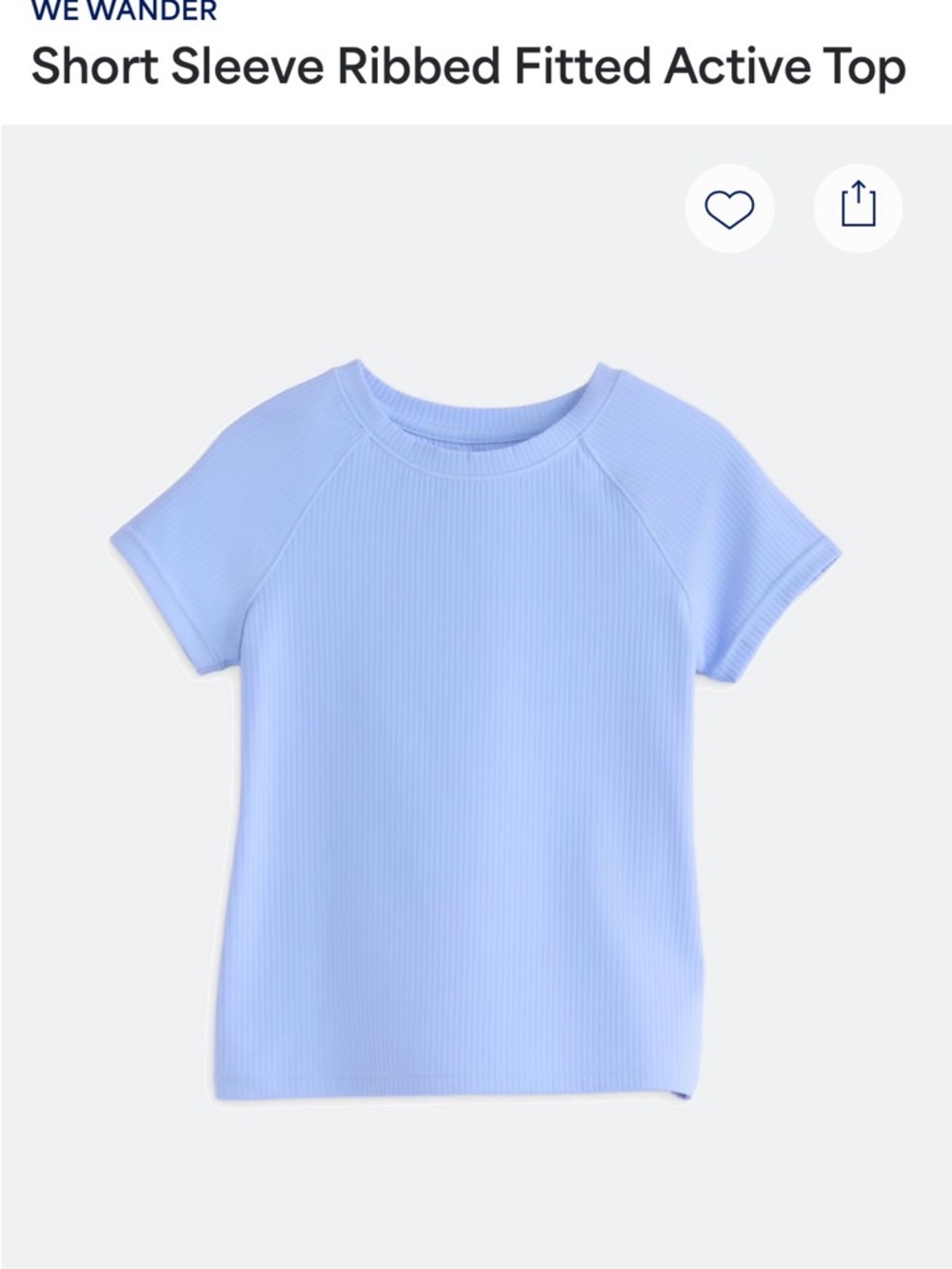 Wander Light Blue Ribbed Short Sleeve Tee